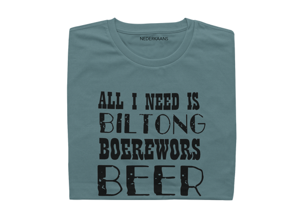 All I Need Is Biltong, Boerewors, Beer T-shirt, South African - Mens Shirt