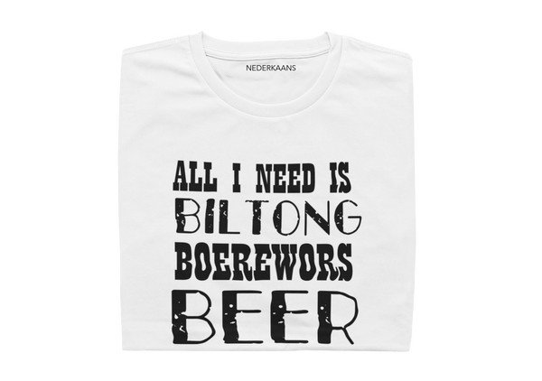 All I Need Is Biltong, Boerewors, Beer T-shirt, South African - Mens Shirt