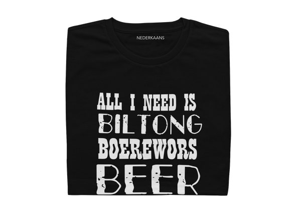 All I Need Is Biltong, Boerewors, Beer T-shirt, South African - Mens Shirt