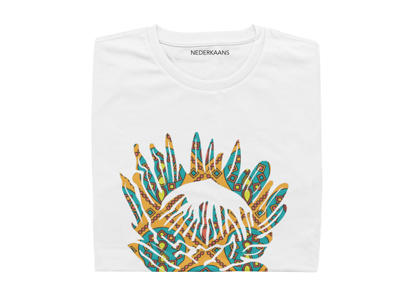 Protea Design With Shweshwe Print - Ladies Shirt