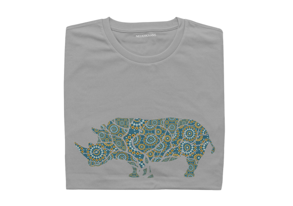 Rhino Design With Shweshwe Print - Ladies Shirt